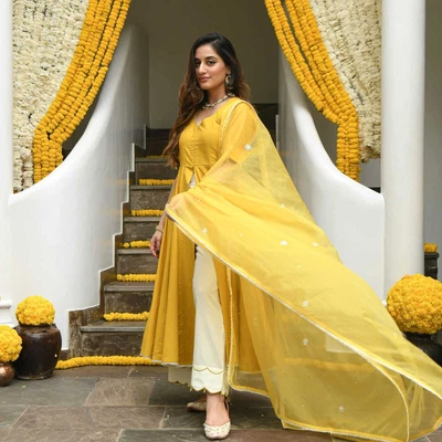 £29.40 • Buy Indian Dress For Wedding Pakistani Salwar Kameez Yellow Suit Punjabi Dress