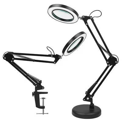 $29 • Buy 10X LED Magnifying Lamp Swing Arm Magnifier Lamp Glass Lens Industrial Clamp Set