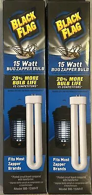 (2x) Black Flag 15-Watt Universal Bug Zapper Insect Killer Replacement Bulb • $19.95