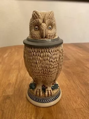 AUTHENTIC MARZI & REMY STONEWARE GLAZED OWL GERMAN STEIN - TANKER - MUG👍Ex. LPJ • $624.99