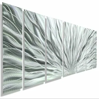 £314.28 • Buy Abstract Art Silver Metal Wall Etched Hanging Sculpture Decor For Indoor/Outdoor