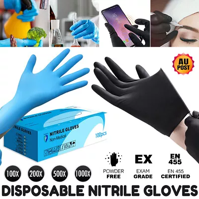 1000THICK Disposable Nitrile Gloves Rubber Blend Powder Free Industrial Mechanic • $17.49