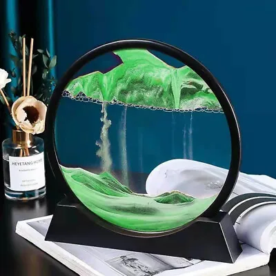 3D Moving Sand Art Picture Round Glass Deep Sea Sandscape In Motion Display Gift • £7.95