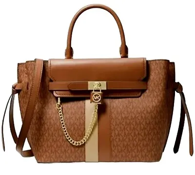 🌞michael Kors Hamilton Legacy Liggage Brown Tan Logo Belted Large Satchel🌺nwt! • $306.89