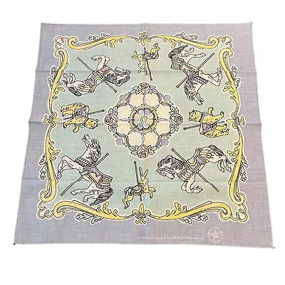 Vintage Springs Carousel Horse Bandana 21  Square Pastel Rabbit Bear USA Made • $13.39