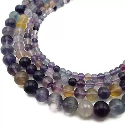 Natural Rainbow Fluorite Smooth Round Beads 4mm 5mm 6mm 7mm 8mm 10mm 15.5 Strand • $7.19