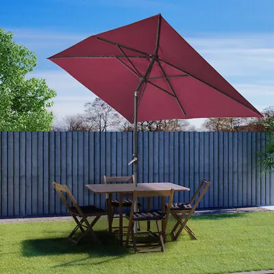 3x2m Garden Parasol Sun Shade Patio Outdoor Umbrella Rectangular Wine Aluminium • £59.99