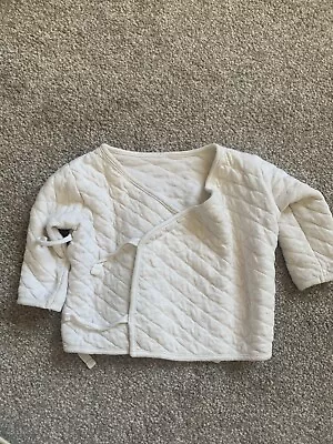 Baby Boy Girl Unisex Wrap Over Quilted Jacket 0-3 Months Cream George • £4