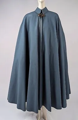 19th C Men’s Blue Wool Riding Cloak Cape W Lion Head Buckle Clasp • $495