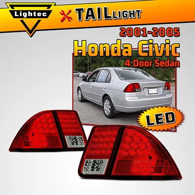 LED Tail Lights For 2001 2002 2003 2004 2005 Honda Civic 4 Door Sedan Lamps Red • $138.99
