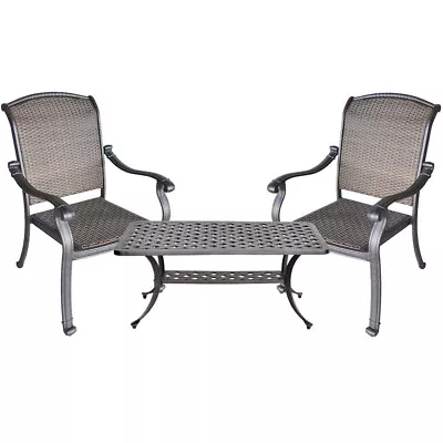 3 Piece Bistro Set Outdoor Patio Cast Aluminum Chairs And Coffee Table. • $1099