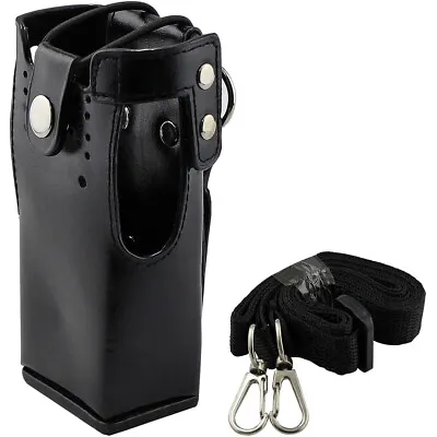 Hard Leather Case Carrying Holder Holster For Motorola Two Way Radio With Strap • $17.48