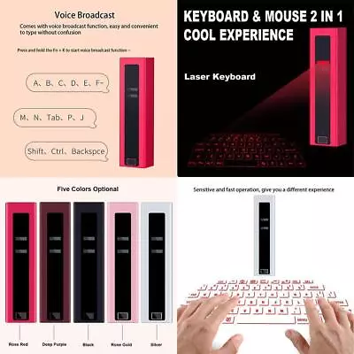 Novelty Virtual Laser Projection Keyboard Mouse For Tablet Laptop Computer • £32.82