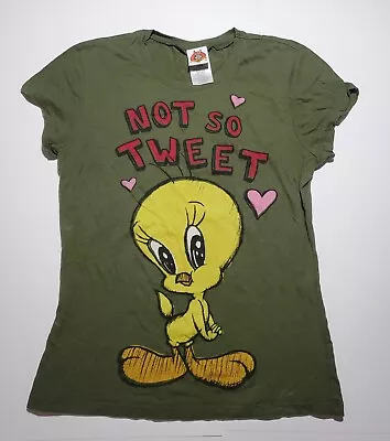 Looney Tunes Size Juniors Large Short Sleeve Tweety Bird Cartoon T-Shirt Vintage • $13.16