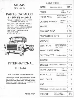 1989 International S F2125 2155 1925 1955 2125 Truck Parts Catalog Manual MT-145 • $279.30