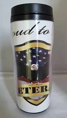 Proud Veteran Tumbler Insulated Mug US Military Travel Cup Eagle American Flag • $5.99