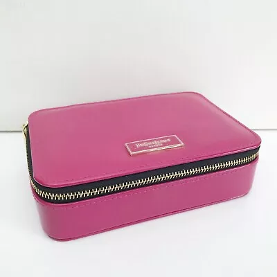 YSL Beauty Fuchsia Faux Patent Leather Makeup Cosmetic Case Bag Box With Mirror • £27.86