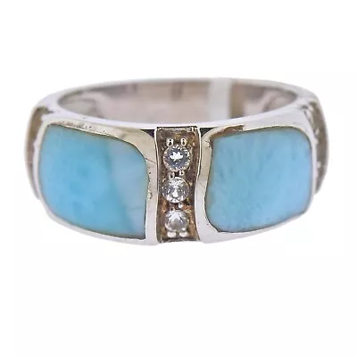 New MarahLago Rina Sterling Silver Larimar White Sapphire Ring $227 • $85