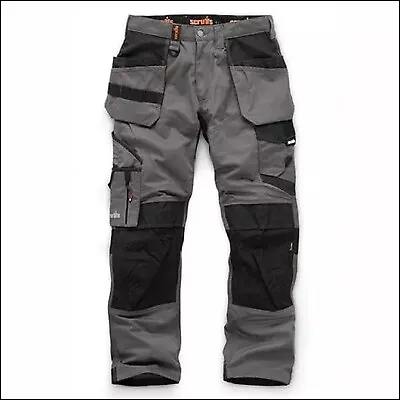 Scruffs Trade Holster Work Trousers With Stretch Panels - Graphite - Tapered Fit • £36.95