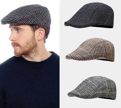 £4.49 • Buy Mens Flat Cap Gatsby Tweed Baker Boy Hat Herringbone Newsboy Cap One Size