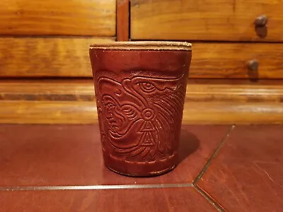 Vintage Mexican AZTEC WARRIOR Leather Dice Cup Gambling Bar FROM 50'S • $24.99