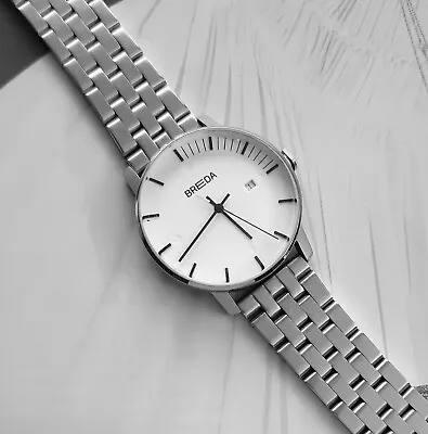 BREDA Modernist Solid Stainless Steel 40mm Swiss Quartz Mondaine Style Watch • $39.99