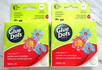 2x Glue Dots Super Strength Craft Dots .5 Inch Permanent Dot Roll-200 Clear Dots • $7.67