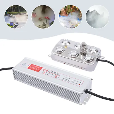 Ultrasonic Mist Maker 6-Head Fogger For Water Fountain Pond W/ Power Supply • $77