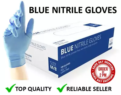 Disposable Blue Nitrile Gloves Latex Free Powder Free Tattoo Dental Examination • £0.99