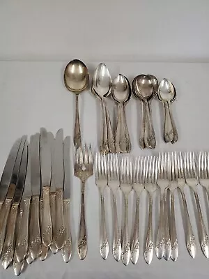 VINTAGE ONEIDA Community QUEEN BESS II Tudor Plate Flatware Silverware 53 PCS • $79.95