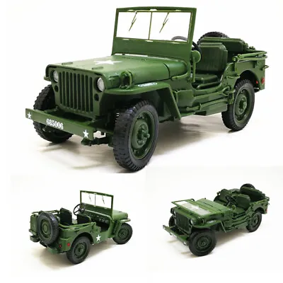 1/18 Willys WWII Tactical Jeep Off-road Military Vehicle Model Diecast Display • £27.59