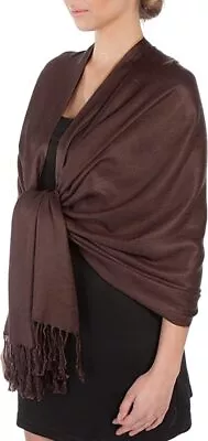 2PLY 78X28 Pashmina Solid Silk Shawl Wrap Cashmere Wool Feel Silky Stole Scarf • $8.99