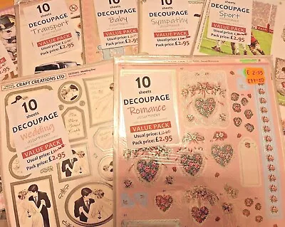 LUCKY DIP 3D Die Cut Decoupage - Pack Of 10 A4 Sheets - Choice Of Themes • £2.95