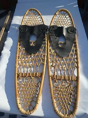 Vintage Iverson Rawhide Wood Snowshoes Marked 36x10 And 030598 • $89.99