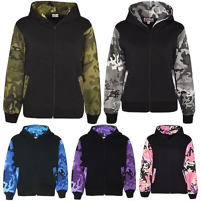 £11.99 • Buy Boys Girls Jackets Kids Fleece Camouflage Hooded Hoodie Zipped Top Jacket 7-13 Y