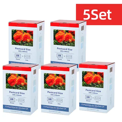 5 Canon KP-108IN Ink 4 X6  Photo Paper Set For Selphy CP910 CP1000 CP1200 CP1300 • £119.99