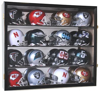 16 Riddell Mini Helmet Helmets Display Case Cabinet Wall Rack NFL Football  • $194.99