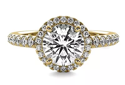 Classic Halo 1.59Ct VS1/G Round Cut Lab Created Diamond Engagement Ring 14k Gold • $1425