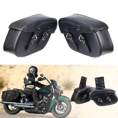 Motorcycle Saddlebags Side Bag Luggage Black PU For Harley Sportster XL 883 1200 • $129.99