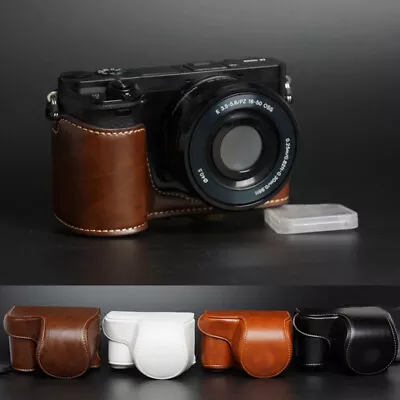 $19.40 • Buy Leather Camera Protect Case Bag Strap For Sony A6000 A6100 A6300 A6400 16-50