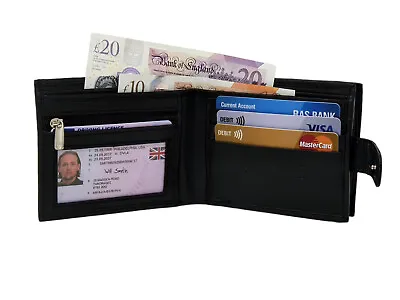 £7.95 • Buy Gents Real Leather Wallet Credit Card Holder With Zip Coin Pocket & ID Window 42