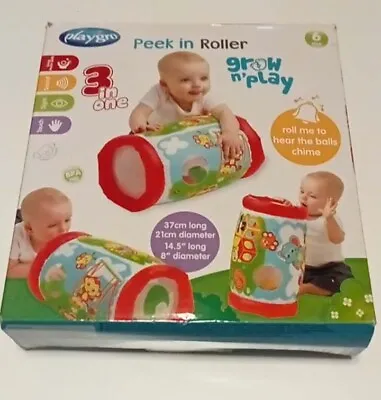 Baby Crawl Activity Playgro 3 In 1 Peek In Roller 37x21cm Touch/Sight/Sound 6m+ • £12.90