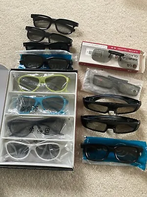 Thirteen Pairs Of 3D Tv Cinema Glasses Spectacles Bundle Some New Joblot • £9.50