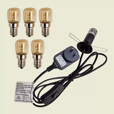 Power Cord For Salt Lamps - 12V E14 SES With 5 X 12V Clear Light Bulbs • $15