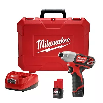 Milwaukee 2462-22 12VM12 Cordless Li-Ion 1/4  Hex Impact Driver Kit 2500 RPM • $118.23