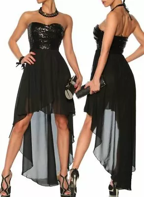 Sexy Miss Ladies Mullet Bandeau Dress Chiffon Sequin Dress M 36 L38 Black • $32.58