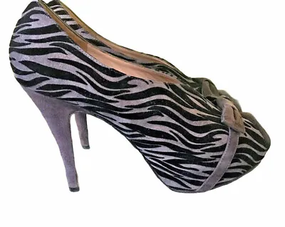 REBECA SANVER Shoes Size 7 EU 40 Animal Print Heel Peep Toe RRP £164 • £9.99