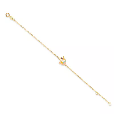 Enamel Unicorn Bracelet 18k Solid Yellow Gold For Girls And Children  • $210.79