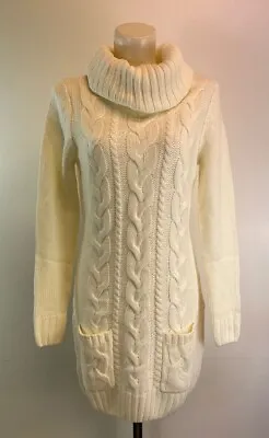 Ladies New Cable Knit  Cowl Neck  Jumper Dress Size With Pockets XS-3X • £17.95