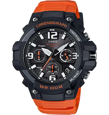 Casio MCW100H-4AV Men's Chronograph Watch 100 Meter WR Orange Resin Date • $42.75